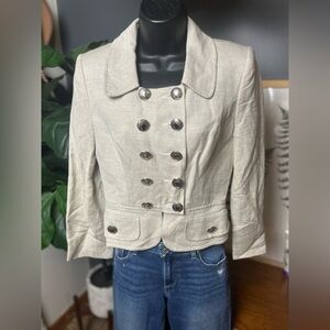 Vintage Moschery cream / tan Double Breasted Linen Blazer Size 4